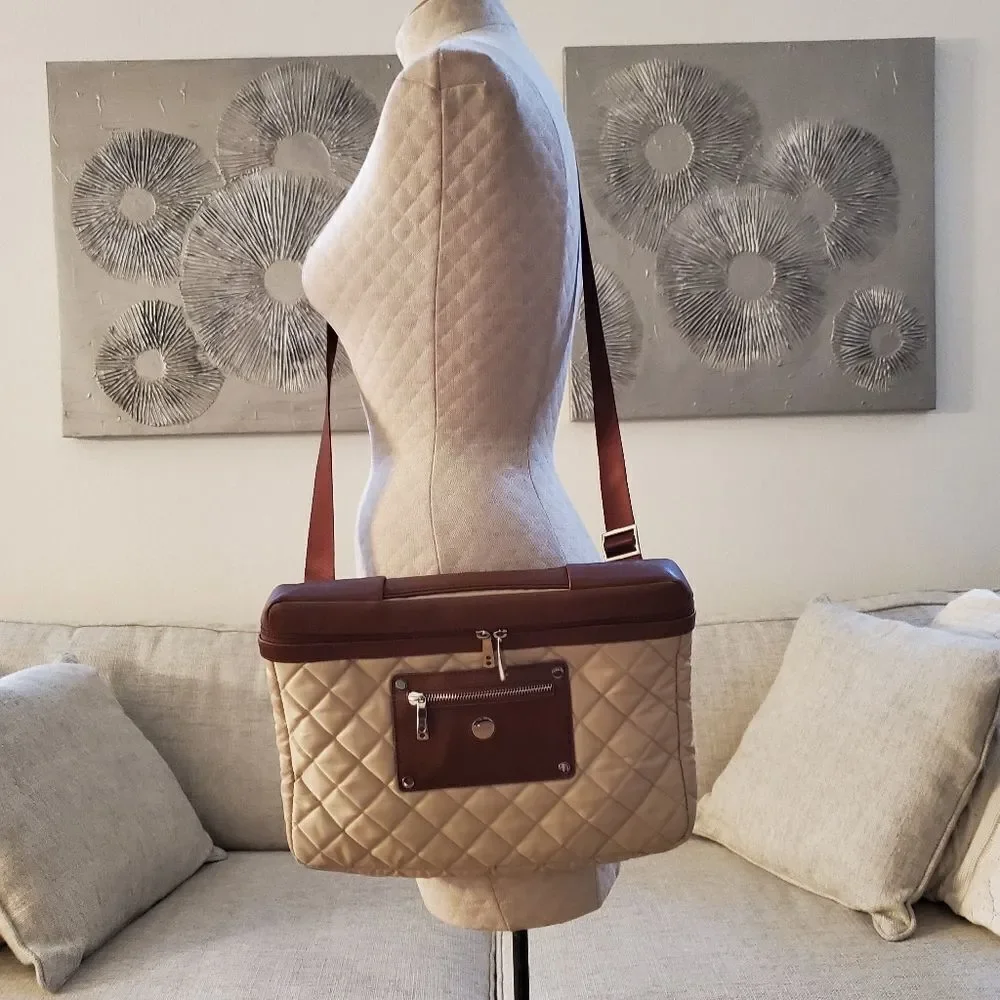 Knomo Tan Quilted Laptop Bag